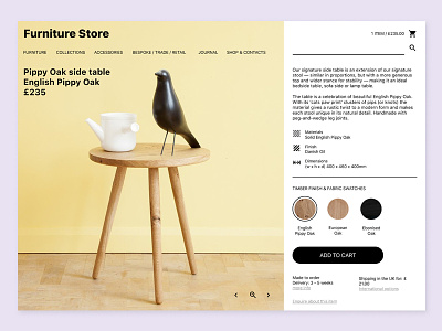 Furniture Store cart design shop table ui web