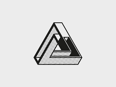 Triangle 3d halftone logo monotone optical illusion shape