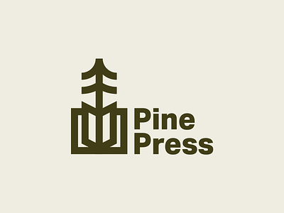 Pine Press Logo Concept book brand concept for sale forest icon identity logo mark paper press print tree wip wood