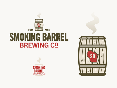 SMOKING BARREL barrel beer brand brewery design icon identity logo microbrewery smoke wisconsin