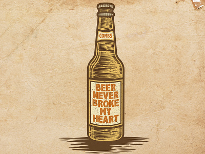 Beer Never Broke My Heart design handdrawn illustration logo tshirtdesign vector vintage woodengrafis