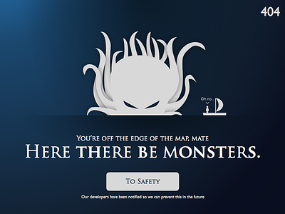 DailyUI 008 404 Page 008 dailyui kraken monster monsters pirates ui ux