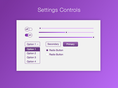 DailyUI 007 Settings Controls 007 controls dailyui purple settings ui ux