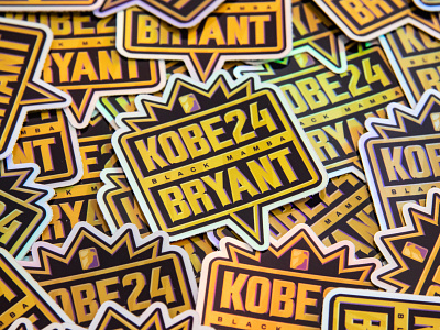 Kobe Holographic Stickers badge basket basketball black mamba bryant gold holographic illustration jam kobe mule nba retro sport sticker stickers