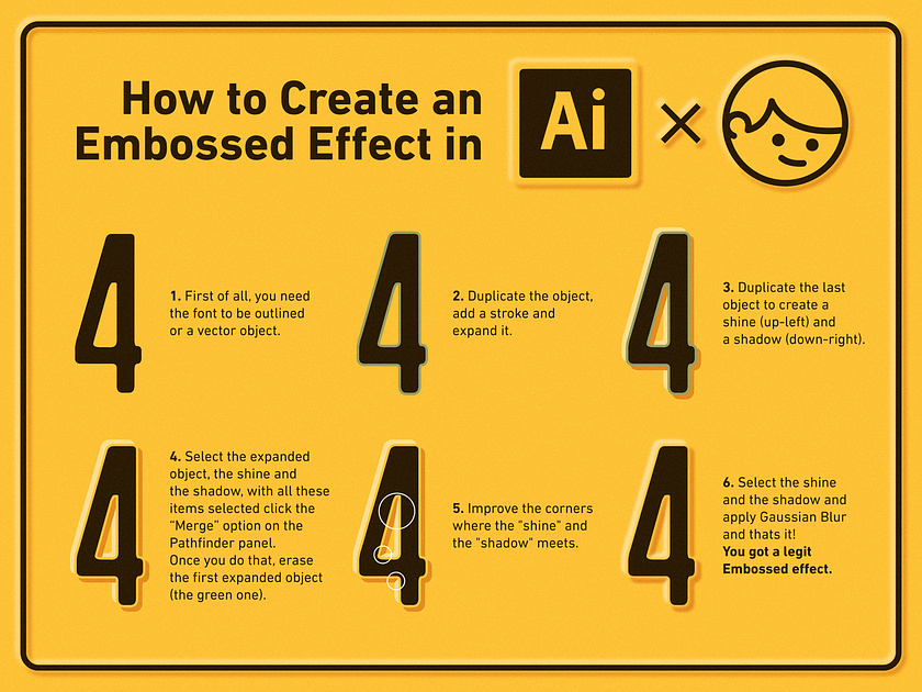 How to create an embossed effect in Ai by Gustavo Zambelli on Dribbble