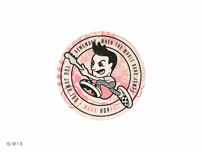 W18 - Mark Hoppus 182 badge bass blink cartoon character checkered illustration jump music pop punk sticker vans vintage