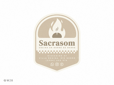 W28 - Sacrasom badge delivery fire food logo oven pizza retro sticker vintage