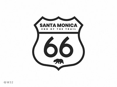 W32 - End of the Route 66 badge bear california route route 66 santa monica shield sign sticker trail travel trip