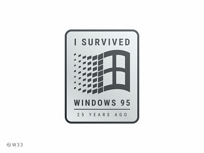 W33 - Windows 95 25th Anniversary 1990 90s 95 anniversary badge brand funny logo metal retro sticker survivor vintage windows