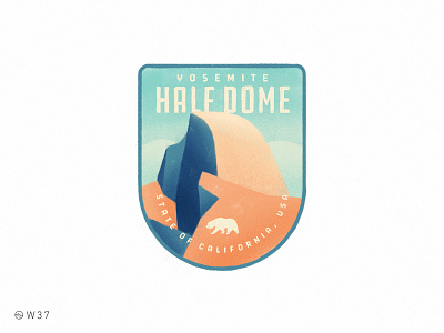 W37 - Half Dome badge california half dome handmade illustration ipad pro mountain national park nature paint patch procreate sticker vintage yosemite