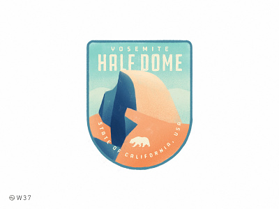 W37 - Half Dome badge california half dome handmade illustration ipad pro mountain national park nature paint patch procreate sticker vintage yosemite