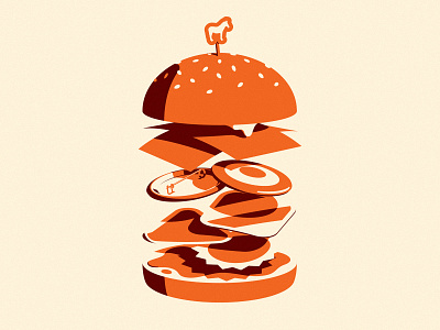 Product Sandwich branding bun burger button flat floating food hamburger illustration levitate light mule pin retro stickers tape vector