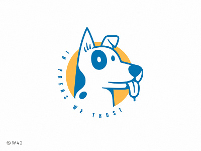 W42 - In frens we trust animal badge circle cute dog doggo fren funny henlo illustration logo sticker stroke