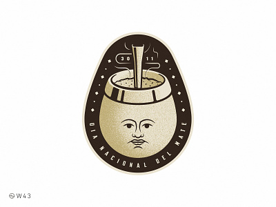 W43 - Dia Nacional del Mate 🧉🇦🇷 argentina badge face food hot illustration mate retro sticker tea vintage yerba