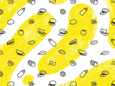 Hamburger Icons Pattern bacon bun burger cheese food hamburger iconography icons illustration lettuce mustard onion pattern procreate stroke tomato vector