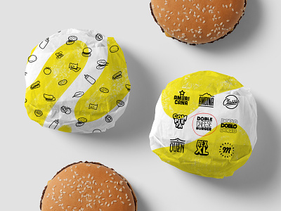 Burger Wrapping badge branding burger cheese design food hamburger iconography icons illustration logos packaging paper pattern wrap