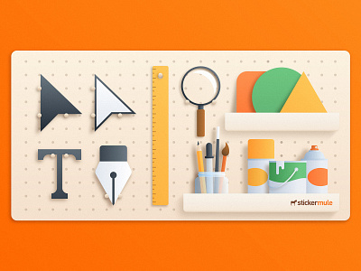 Tools for Graphic Design branding cursor design gradient illustration mule paint pen pencil sticker text tools vector zoom