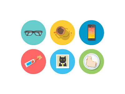 New colors cat coffee color food glasses glue icon illustration iphone sandwich work