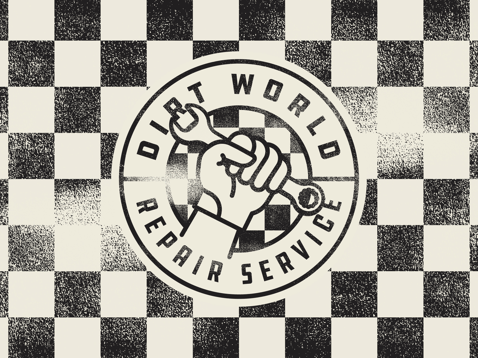 Dirt World Repair Service bmx branding dirt grain illustration jump logo mtb repair service shop sticker vintage