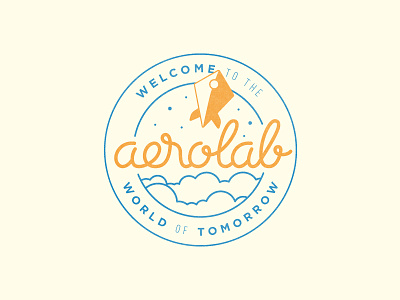 Aerofuture aerolab argentina badge future logo retro rocket sky tomorrow welcome world