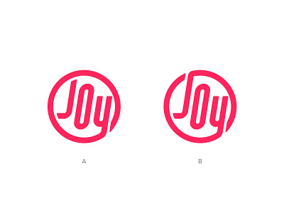 Joy: A or B? brand branding circle joy lettering logo options process simple