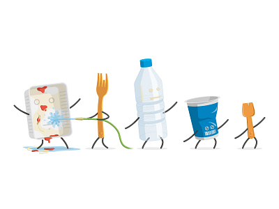 Plastic Friends bottle clean food fork friends garbage plastic recycle refuse spoon trash wash