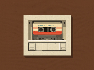 [Free Wallpaper] Awesome Mix Vol. 1 80 audio cassette free galaxy guardians marvel mixtape music tape wallpaper wood