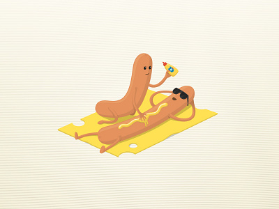 [Wallpaper] Sausage Summer cheese couple food funny heat hot dog illustration mustard sausage sexy summer sunbathe