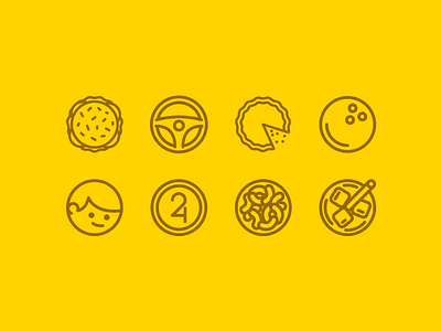 24th Birthday Icons birthday bowling cake circle drive food hamburger icons illustration me