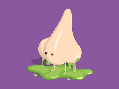 Hello Spring! boogers funny green illustration mucus nose sad sick slime