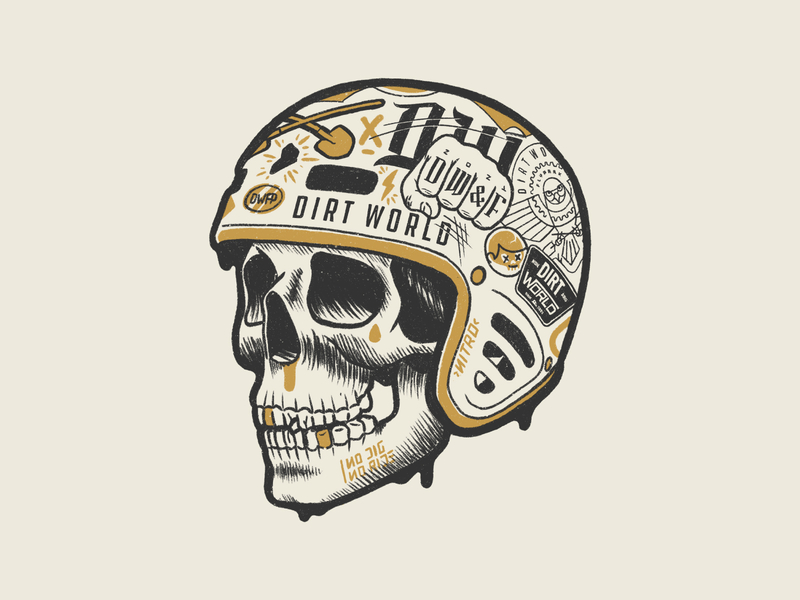 DWFP Old Skull argentina bicycle bmx dirt jump gold handmade helmet illustration ipad pro procreate retro screenprint shadow skull sticker tshirt vintage