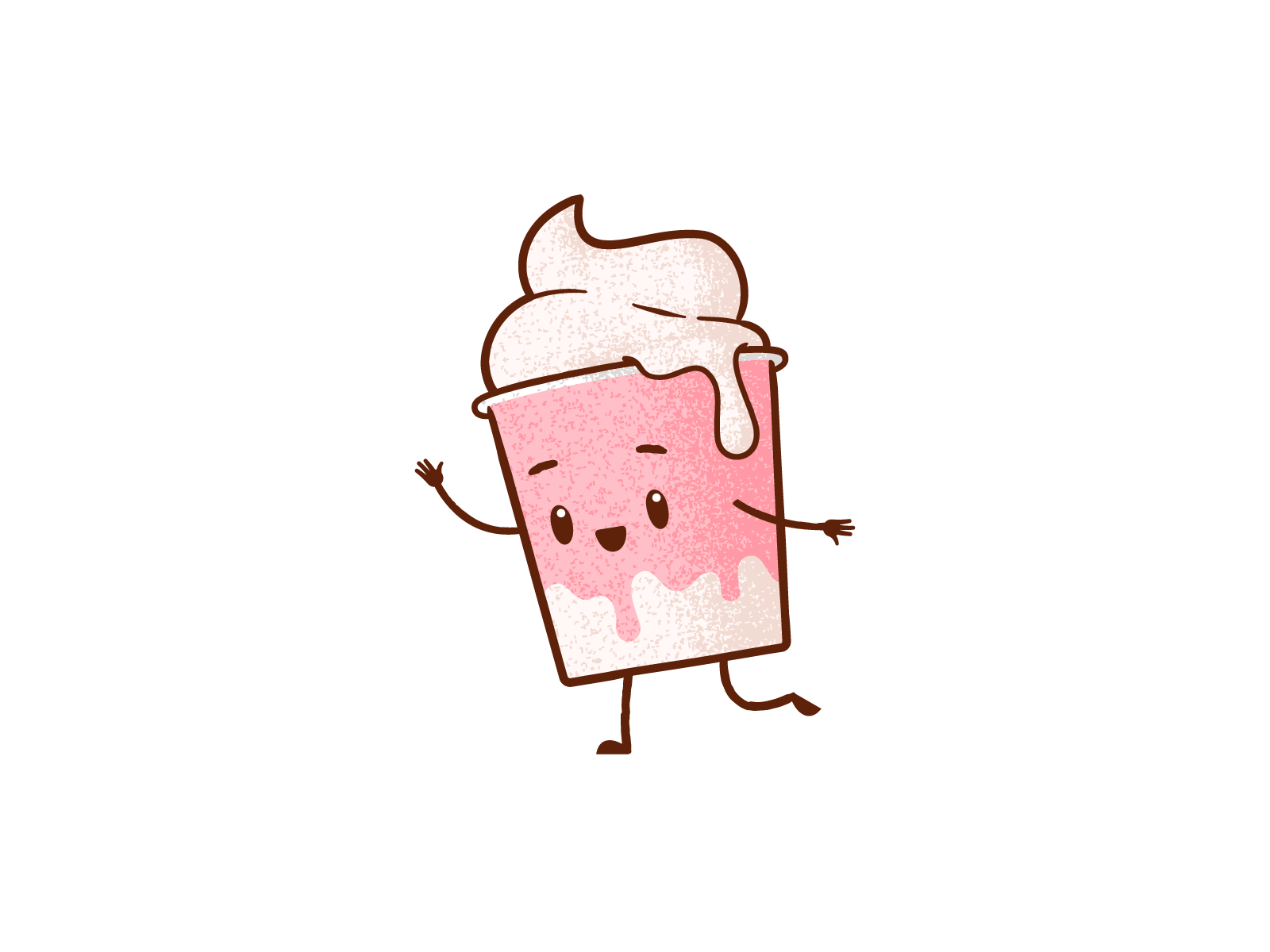 Ice Cream Sully character design food gelato grain happy ice cream illustration mascot noise simple sundae vector waving