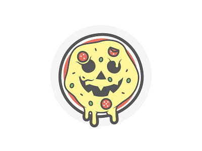 Halloween cheese face food halloween illustration melt melted ooze pepperoni pizza