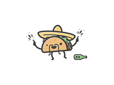 Happy Birthday Alejandro! birthday bottle food guns happy illustration mexican sombrero stroke taco