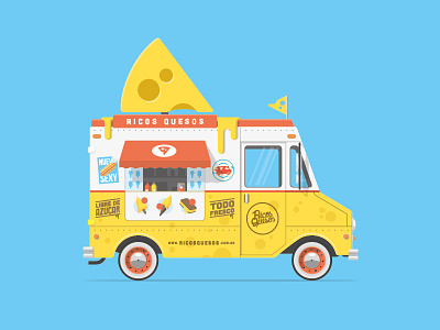 Cheese Foodtruck cheese flat food foodtruck illustration queso shadow sketch truck