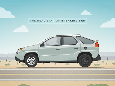 The real star of Breaking Bad aztek bad breaking car heisenberg illustration pontiac road route tv show walter white