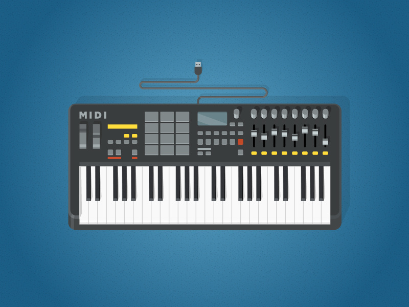 Midi Keyboard midi keyboard music electronic illustration flat shadow control
