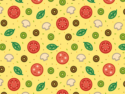 Pizza Pattern cheese food ingredients mushroom olive pattern pepperoni pizza society6 stroke tomato