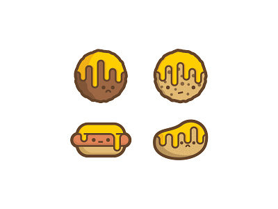 Victims 2 cheese cookie food funny hot dog illustration meatball melt ooze potato sad stickers