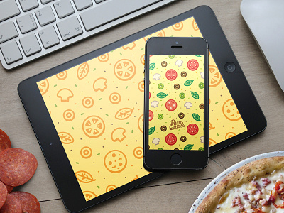 Free Wallpaper: Pizza Pattern desk desktop food freebie ipad iphone kitchen pattern pepperoni pizza stroke wallpaper