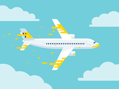 Fly! airplane cheese clouds fly illustration melt simple sky