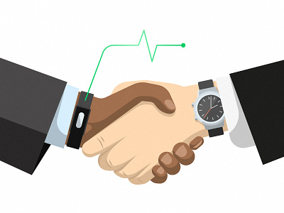 Biometric Handshake biometric hands handshake health illustration pulse shadow suit watch