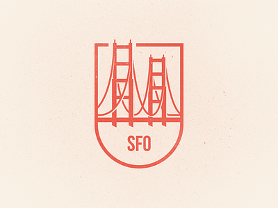 SFO badge city gate golden illustration san francisco sfo shield simple