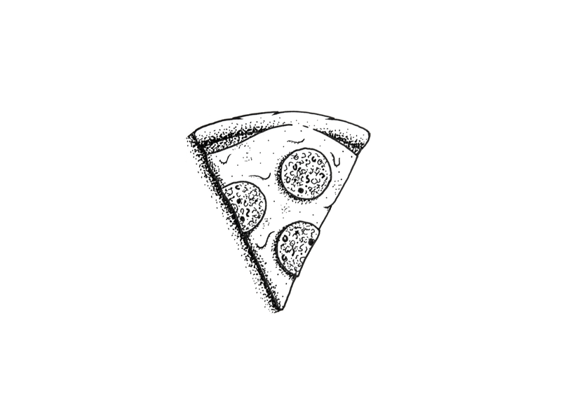 23. Handmade dots recipe dots fast food handmade illustration pepperoni pizza project shadow sketch slice