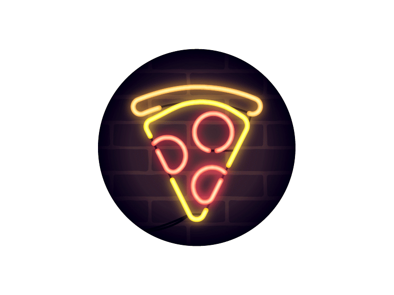 Pizza Joint baby! animated city food illustration lights neon night pepperoni pizza retro sign slice