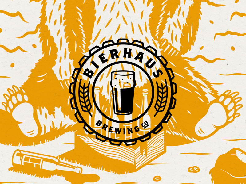Bierhaus Brewing Co 2015 badge beer brand brewery brewing drink glass illustration logo