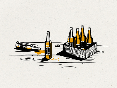 Bierhaus: Bottles & Table bar beer bottles brewery drink drunk illustration lights shadows table wood
