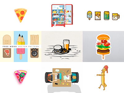 2015 Best Nine! 2015 best cheese dribbble food hamburger illustration nine pizza shots sticker