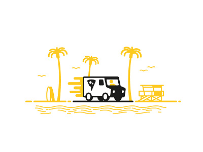 Delivery at the Beach beach car cheese delivery food illustration sea stroke truck