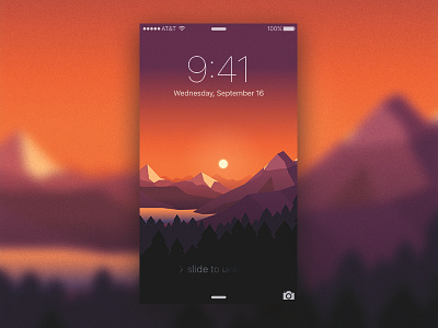 FREE SUNSET for your phone forest free freebie illustration lake landscape mountains simple wallpaper